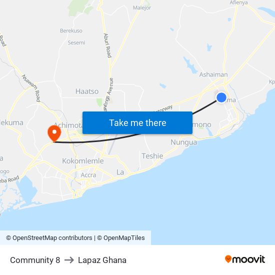 Community 8 to Lapaz Ghana map