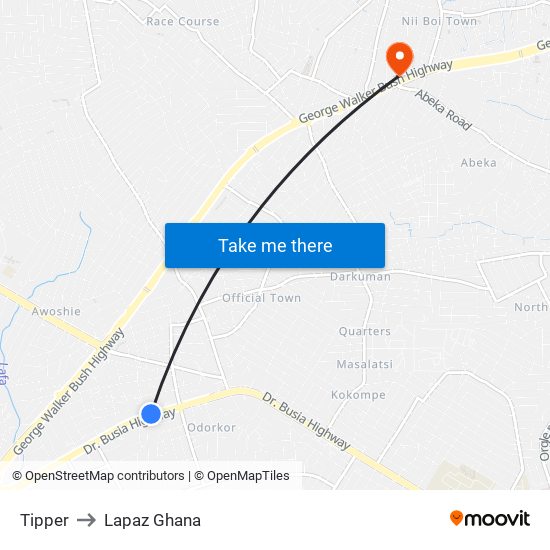 Tipper to Lapaz Ghana map