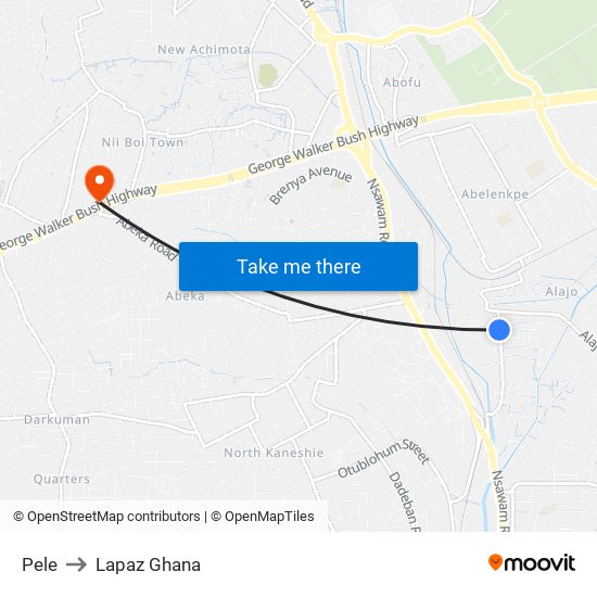 Pele to Lapaz Ghana map