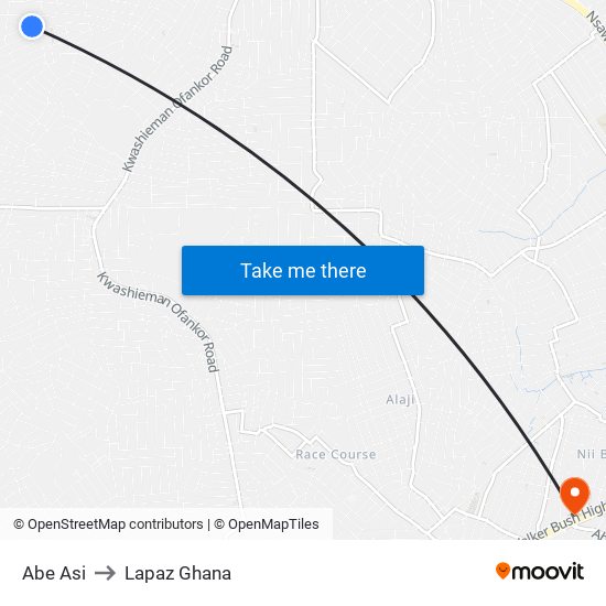 Abe Asi to Lapaz Ghana map