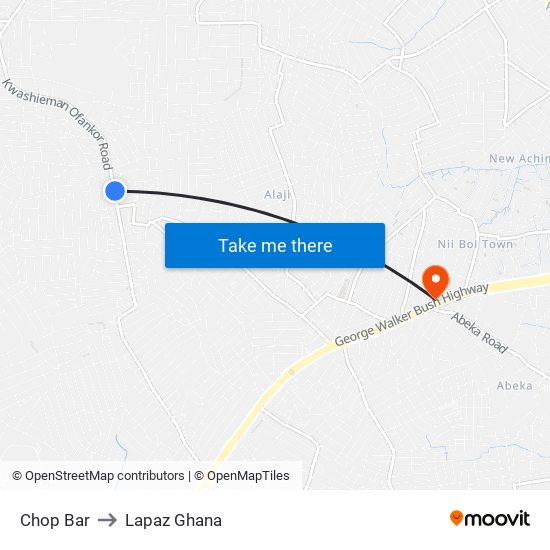 Chop Bar to Lapaz Ghana map