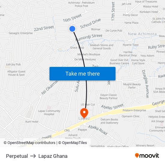 Perpetual to Lapaz Ghana map