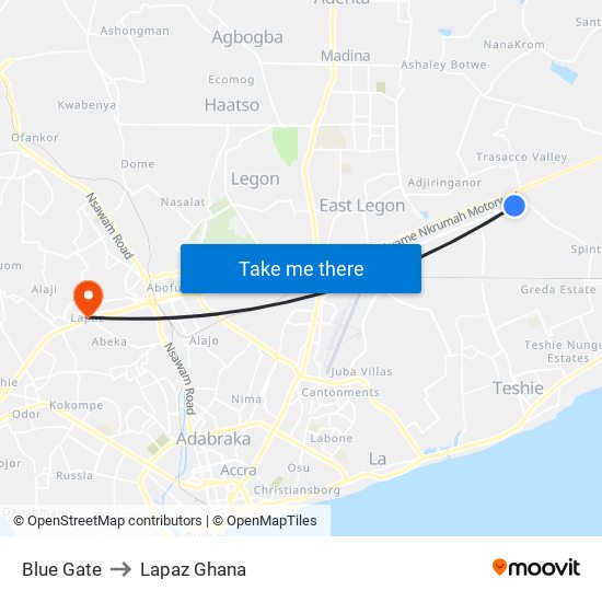 Blue Gate to Lapaz Ghana map