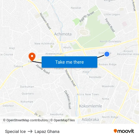 Special Ice to Lapaz Ghana map