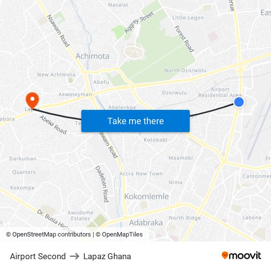 Airport Second to Lapaz Ghana map