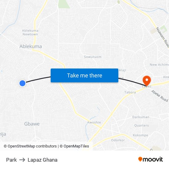Park to Lapaz Ghana map