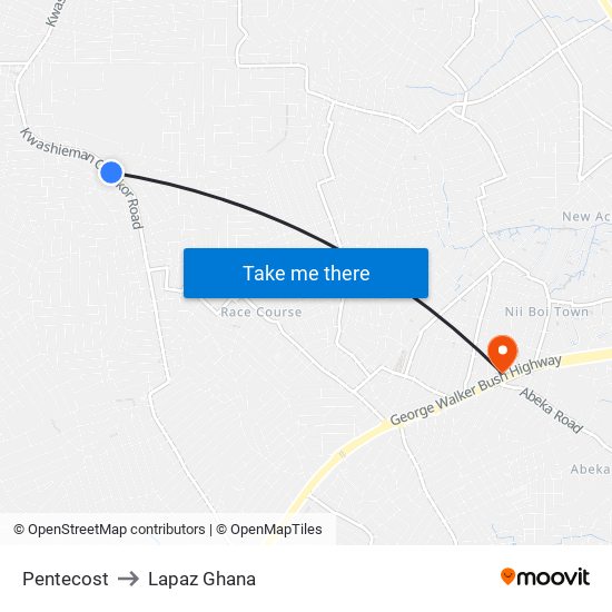 Pentecost to Lapaz Ghana map