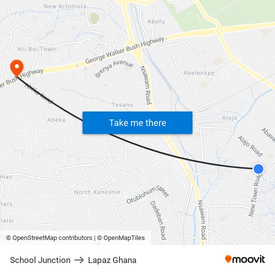 School Junction to Lapaz Ghana map