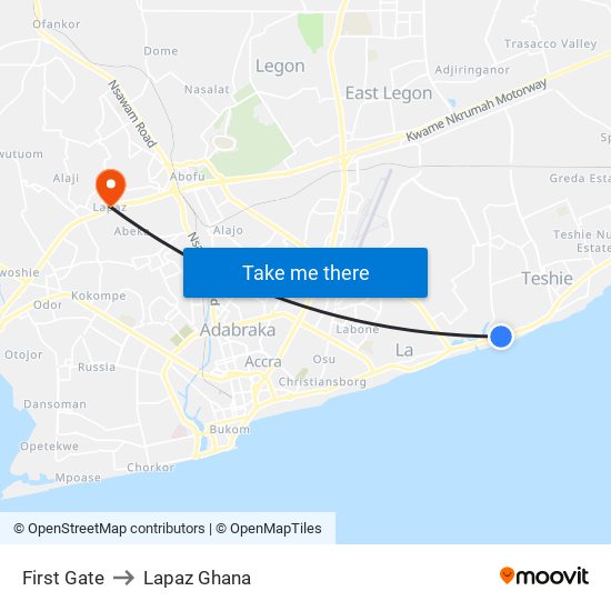 First Gate to Lapaz Ghana map