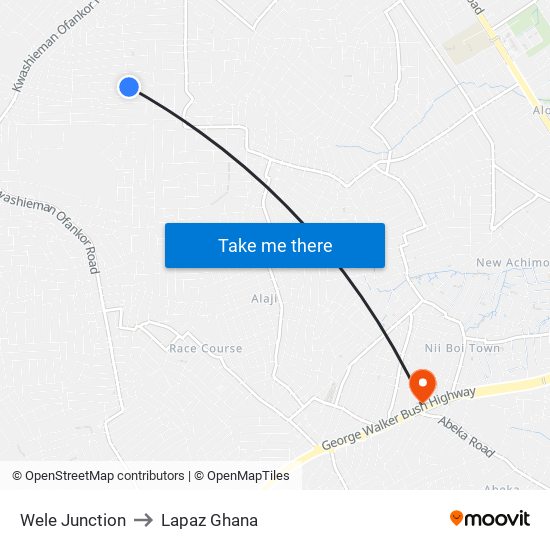 Wele Junction to Lapaz Ghana map