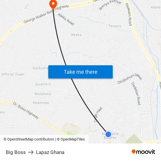 Big Boss to Lapaz Ghana map