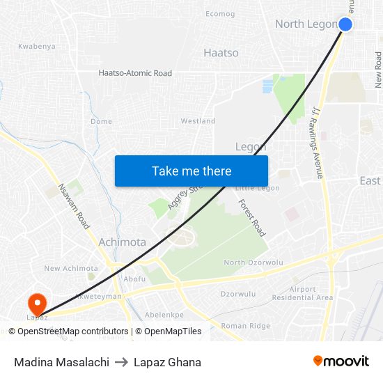 Madina Masalachi to Lapaz Ghana map