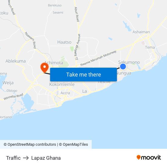 Traffic to Lapaz Ghana map