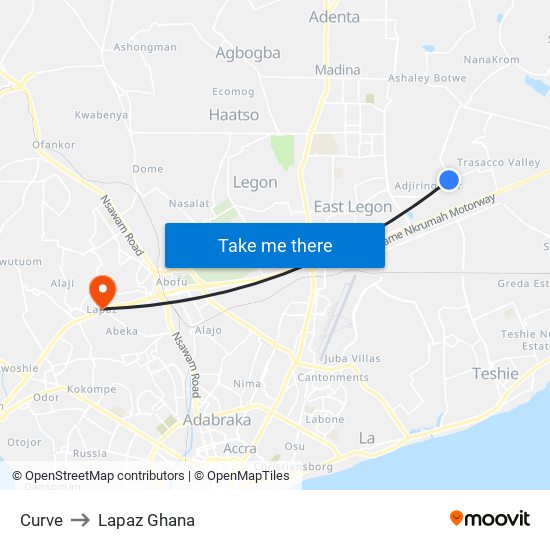 Curve to Lapaz Ghana map