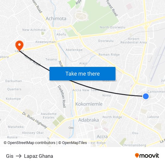 Gis to Lapaz Ghana map