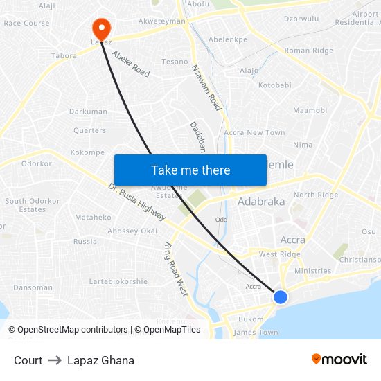 Court to Lapaz Ghana map