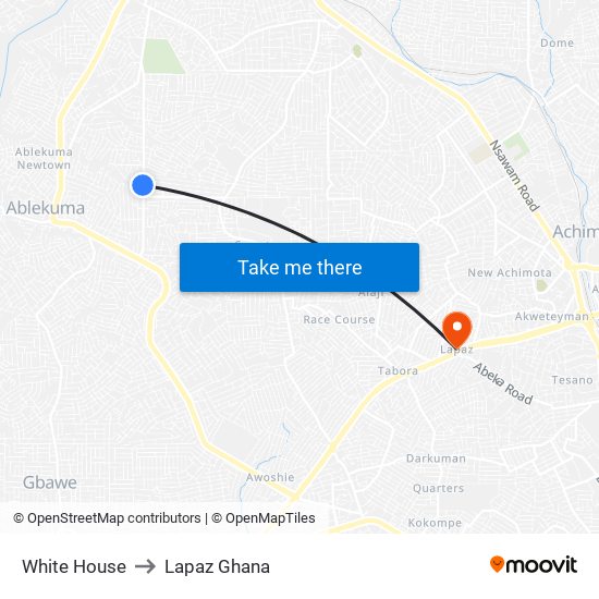 White House to Lapaz Ghana map