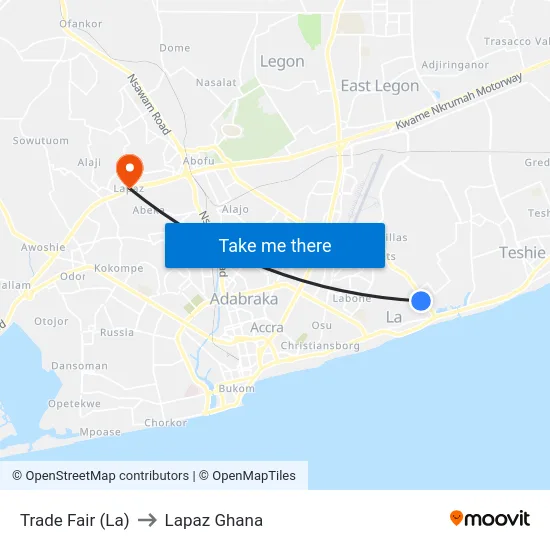 Trade Fair (La) to Lapaz Ghana map