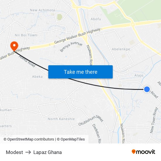 Modest to Lapaz Ghana map