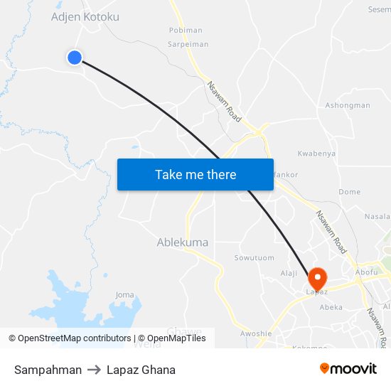 Sampahman to Lapaz Ghana map