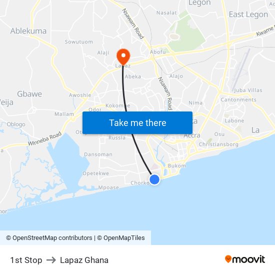 1st Stop to Lapaz Ghana map
