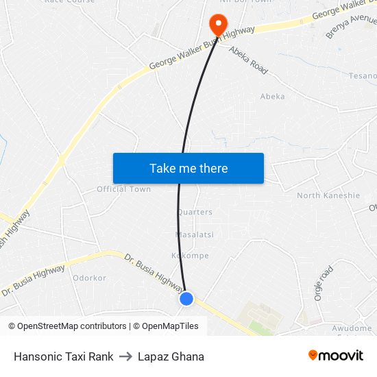 Hansonic Taxi Rank to Lapaz Ghana map