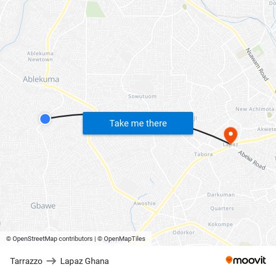 Tarrazzo to Lapaz Ghana map