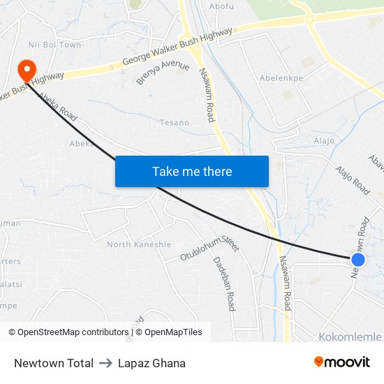 Newtown Total to Lapaz Ghana map