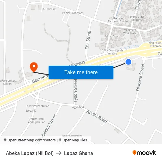 Abeka Lapaz (Nii Boi) to Lapaz Ghana map