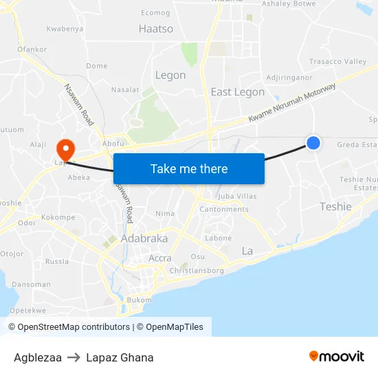 Agblezaa to Lapaz Ghana map