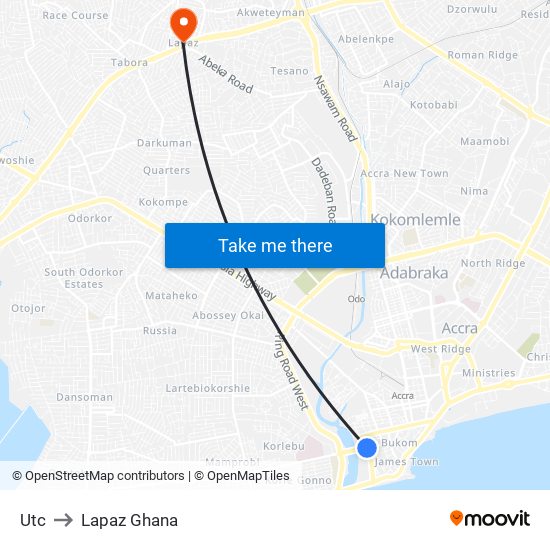 Utc to Lapaz Ghana map