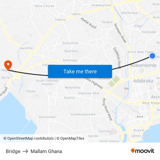 Bridge to Mallam Ghana map