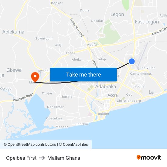 Opeibea First to Mallam Ghana map