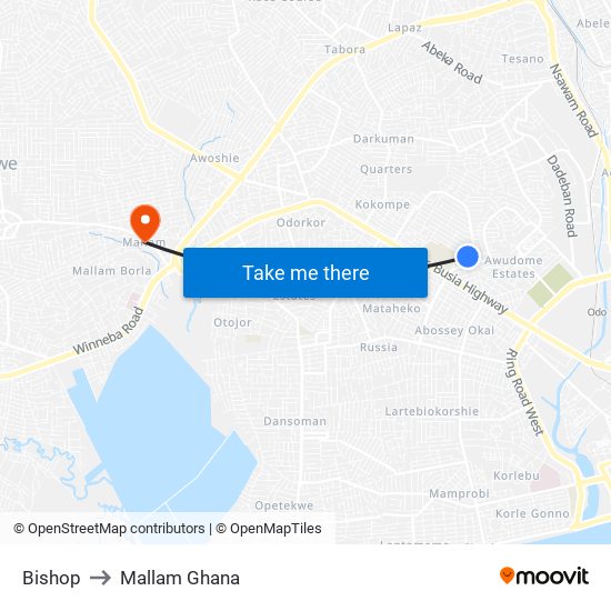Bishop to Mallam Ghana map