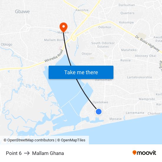 Point 6 to Mallam Ghana map