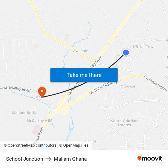 School Junction to Mallam Ghana map