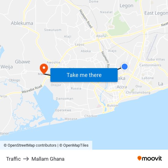 Traffic to Mallam Ghana map