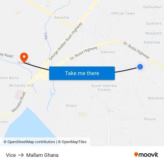 Vice to Mallam Ghana map