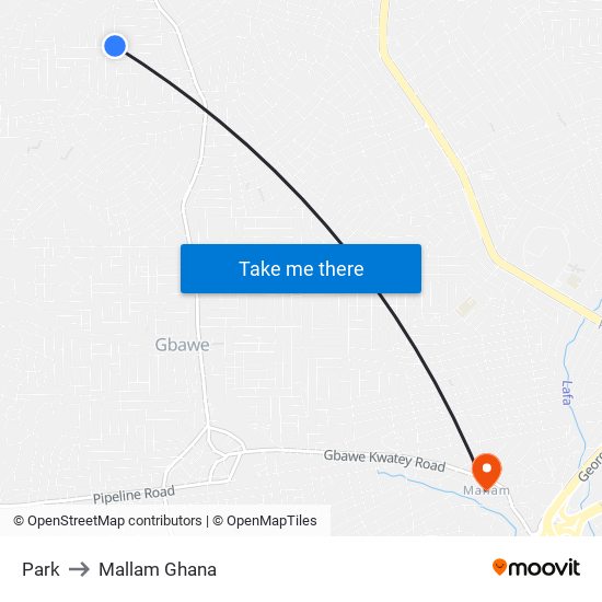 Park to Mallam Ghana map