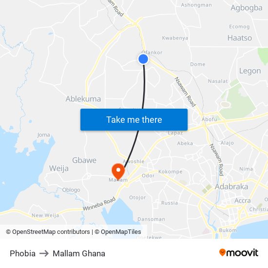 Phobia to Mallam Ghana map
