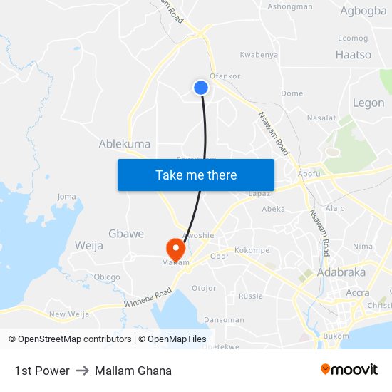 1st Power to Mallam Ghana map
