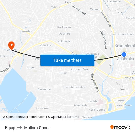 Equip to Mallam Ghana map