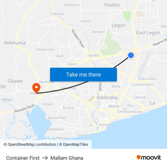 Container First to Mallam Ghana map