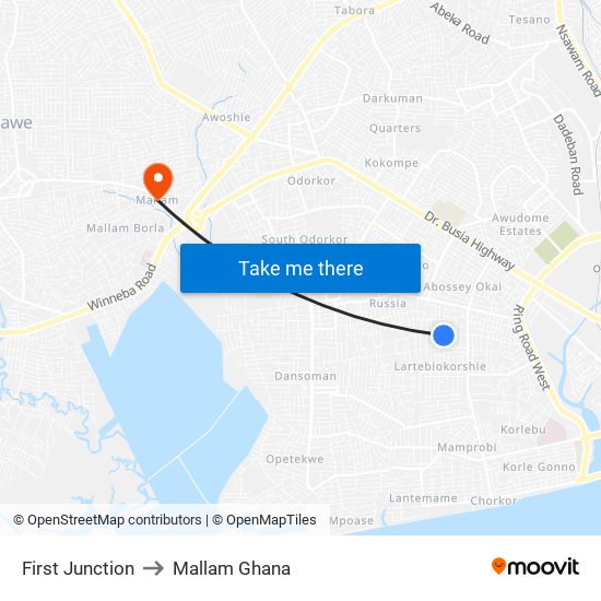 First Junction to Mallam Ghana map