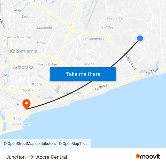 Junction to Accra Central map