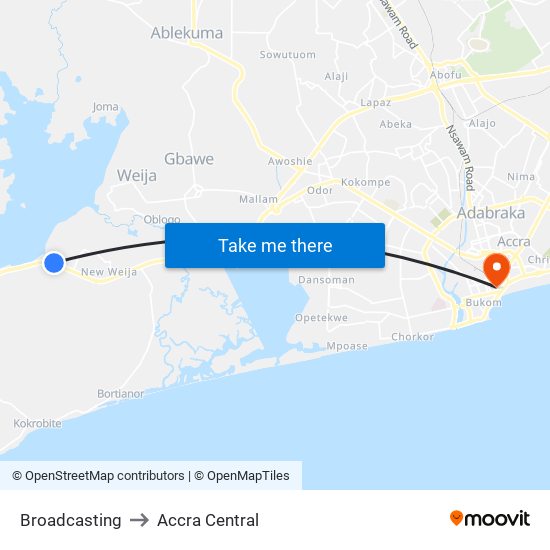 Broadcasting to Accra Central map
