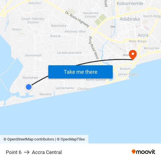 Point 6 to Accra Central map