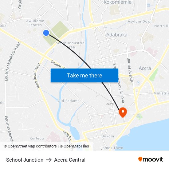 School Junction to Accra Central map