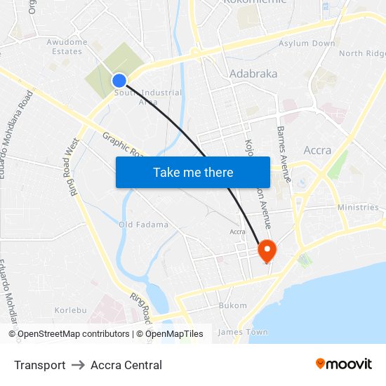 Transport to Accra Central map