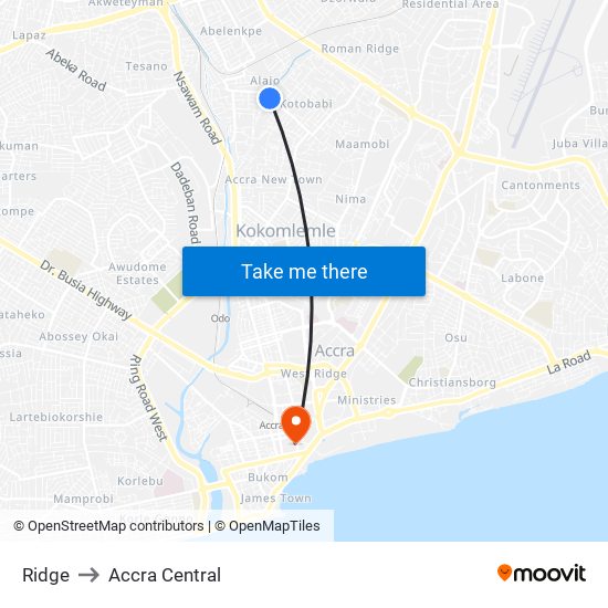 Ridge to Accra Central map